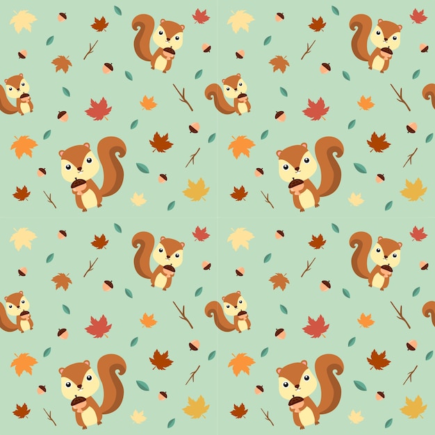 Seamless pattern squirrel | Premium Vector