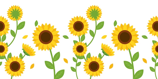 Download The seamless pattern of sunflower Vector | Premium Download