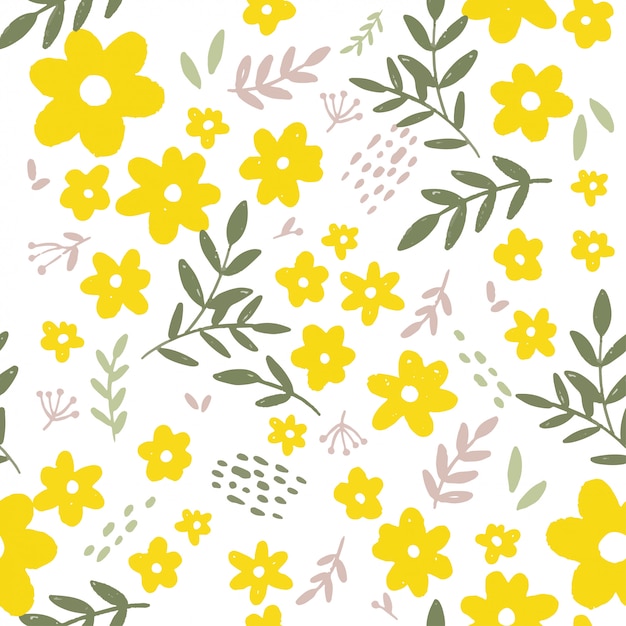 Seamless pattern vector with spring flower of yellow ...