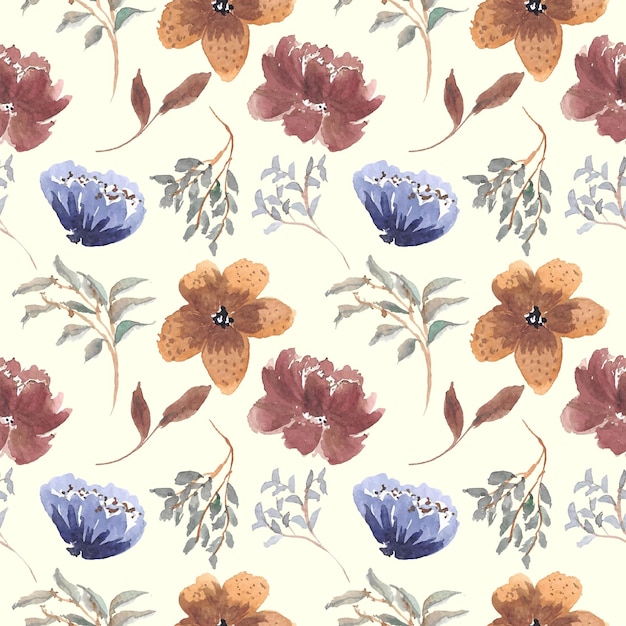 Premium Vector | Seamless pattern of vintage floral watercolor