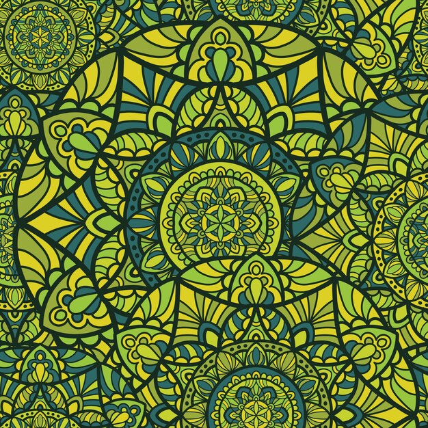シームレスパターン壁紙印刷用マンダラベクトルデザイン 部族の飾り プレミアムベクター