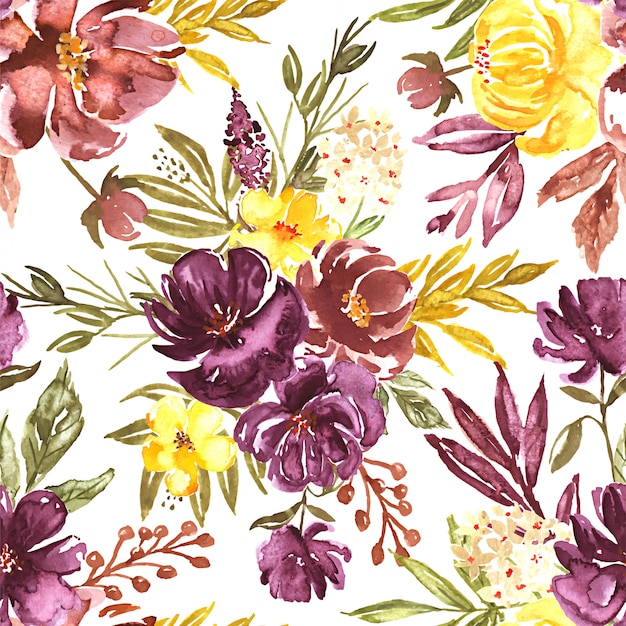 Download Seamless pattern watercolor fall floral loose Vector ...