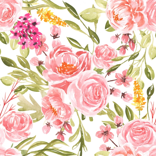Download Seamless pattern watercolor peach flower Vector | Premium ...