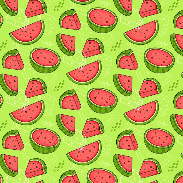 Seamless pattern of watermelons Free Vector