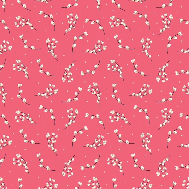 Premium Vector | Seamless pattern of willow on a pink background