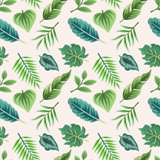 Premium Vector | Seamless pattern with beautiful exotic tropical leaves.