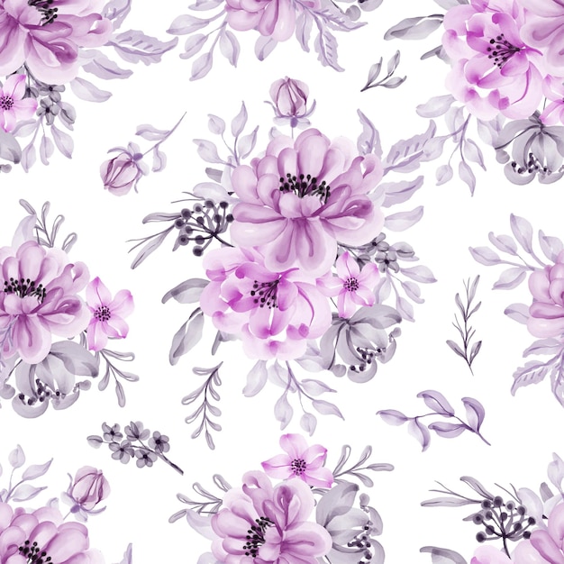 Premium Vector | Seamless pattern with beautiful lilac flower and leaves