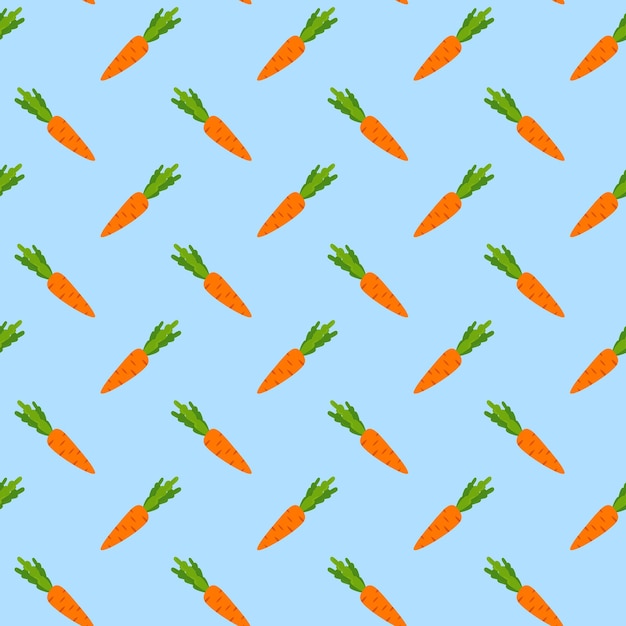 Premium Vector | Seamless pattern with carrot on blue background vegan ...