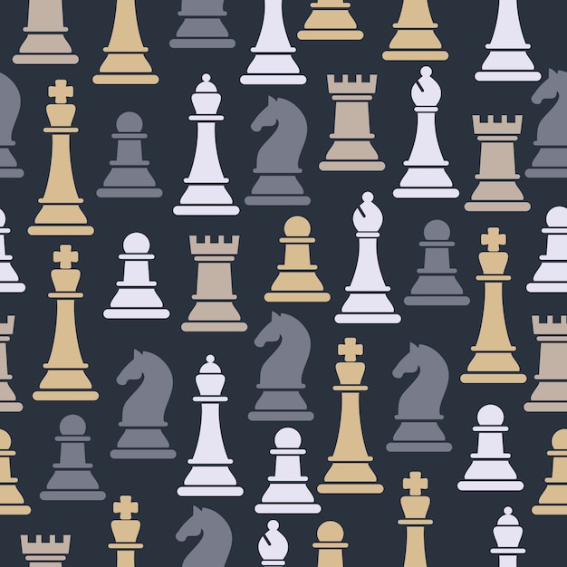 Premium Vector Seamless pattern with chess pieces