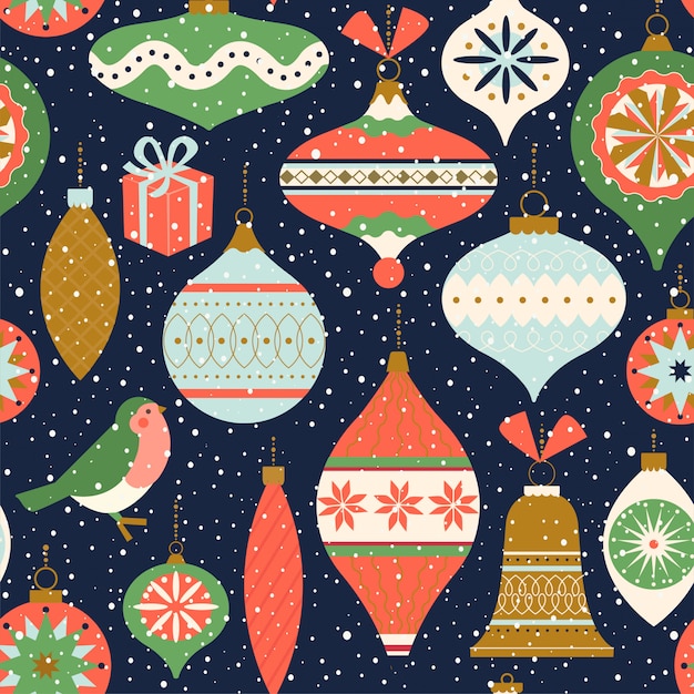 Premium Vector | Seamless pattern with christmas decor.