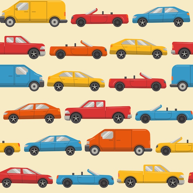 Premium Vector | Seamless pattern with colorful cars