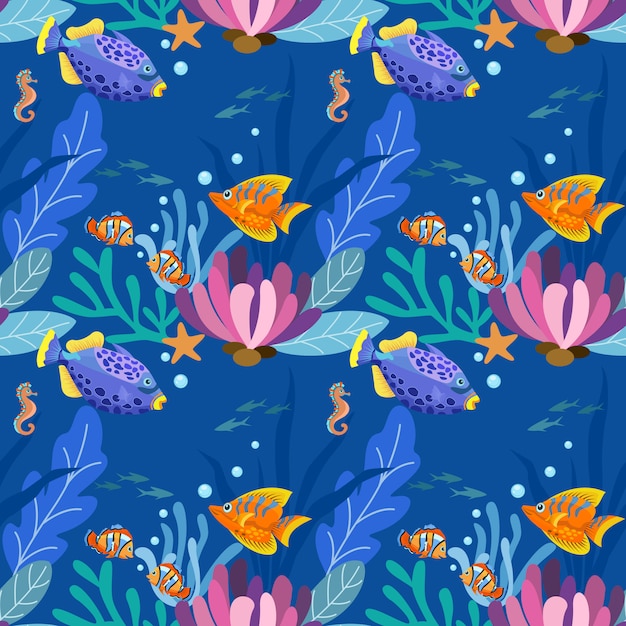 Premium Vector | Seamless pattern with colorful fish for fabric textile ...