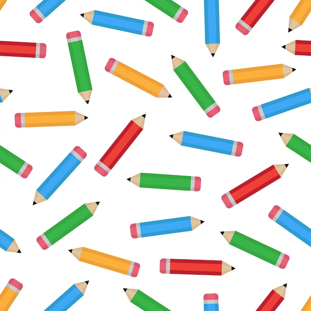 Premium Vector Seamless pattern with colorful pencils.