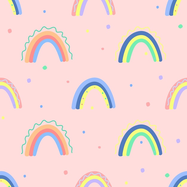 Premium Vector | Seamless pattern with colorful rainbow vector print ...