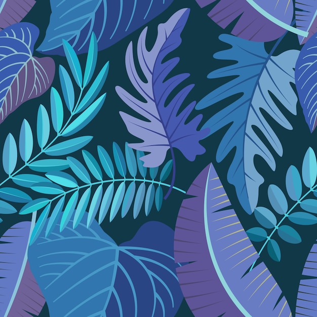 Premium Vector | Seamless pattern with colorful tropical leaves