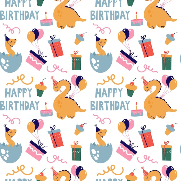 Premium Vector | Seamless pattern with cute dinosaurs. dinosaurs ...