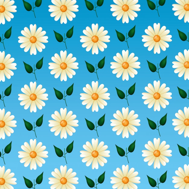 Free Vector Seamless Pattern With Cute Flowers And Leaves