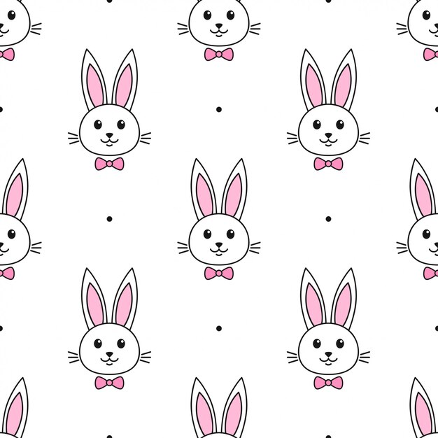 Premium Vector Seamless Pattern With Cute Rabbits With Bow Tie