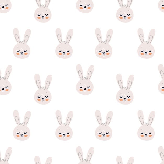 Premium Vector Seamless Pattern With Cute Rabbits