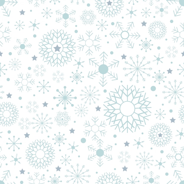 Premium Vector Seamless pattern with cute snowflakes in different sizes