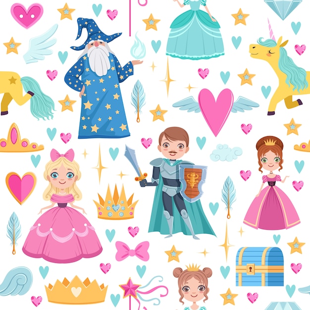 Seamless pattern with different magic elements Premium Vector