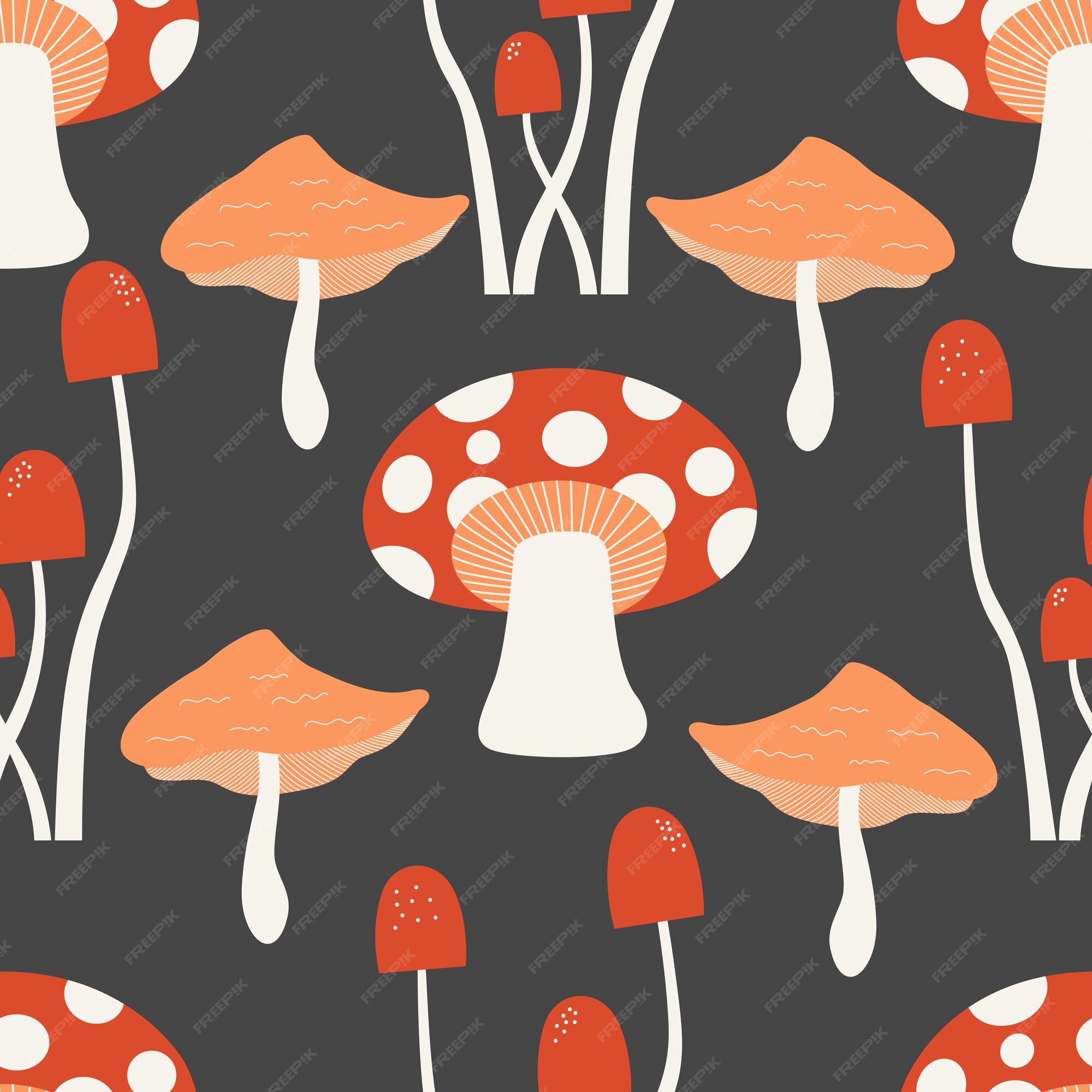 Premium Vector Seamless Pattern With Different Mushrooms Background 2564