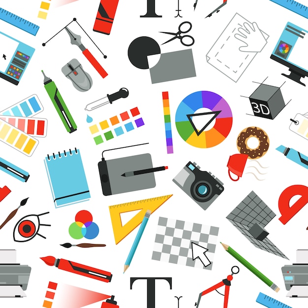 Seamless pattern with different work tools Premium Vector