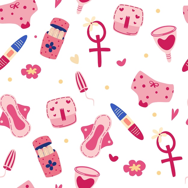 Premium Vector Seamless Pattern With Feminine Hygiene Items Wallpaper With Menstruation 8571