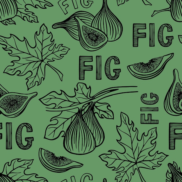 Premium Vector Seamless pattern with figs and leaves in vector