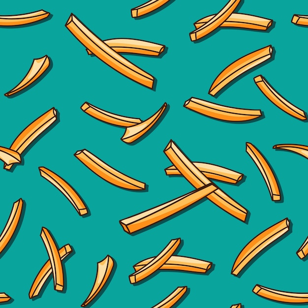 Seamless pattern with french fries Premium Vector