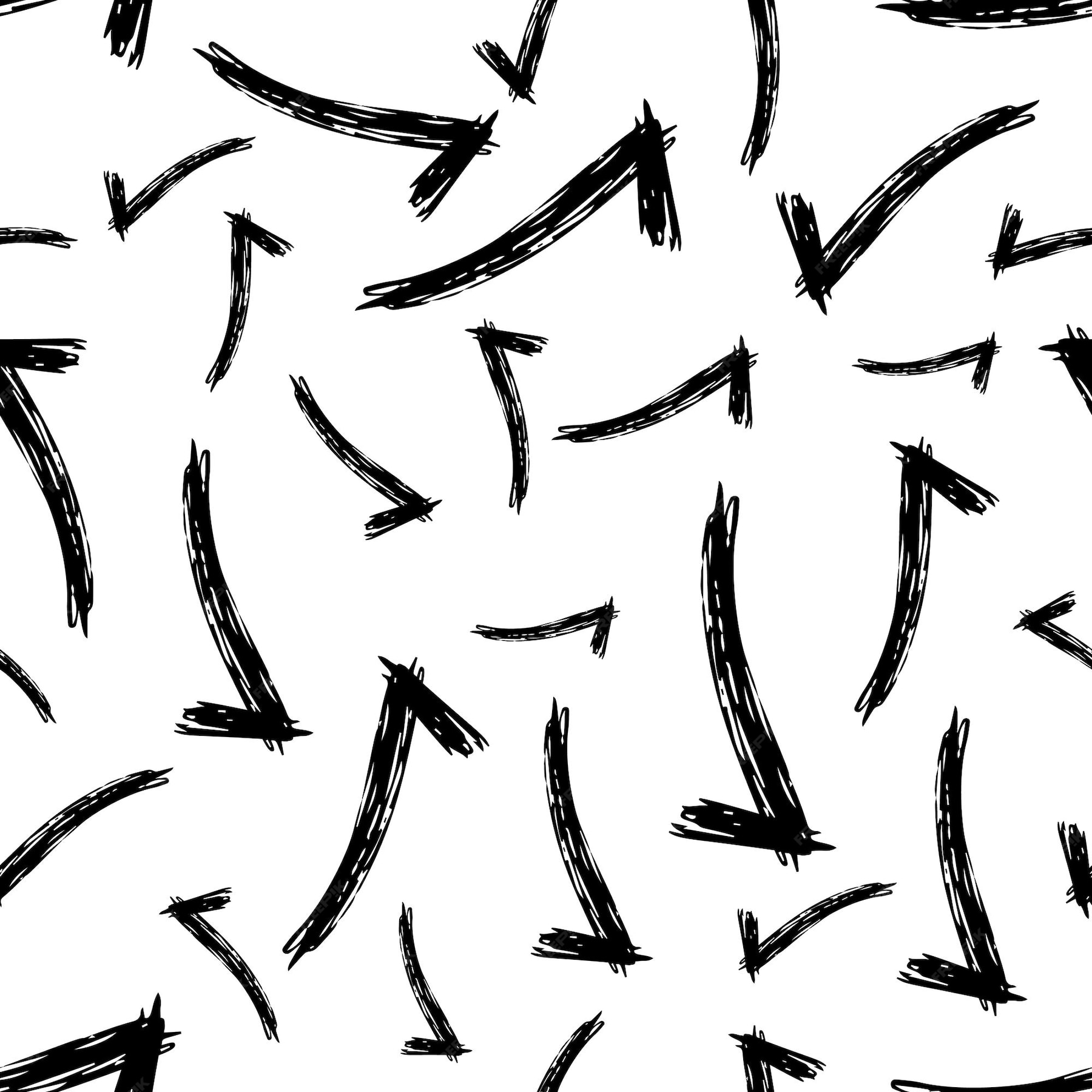 Premium vector seamless pattern with hand drawn check symbols black 
