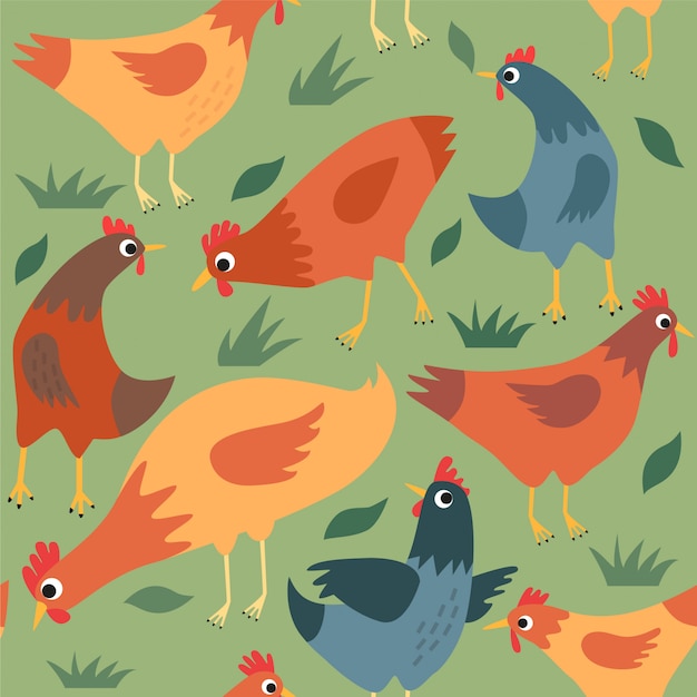 Premium Vector | Seamless pattern with hens and chickens.