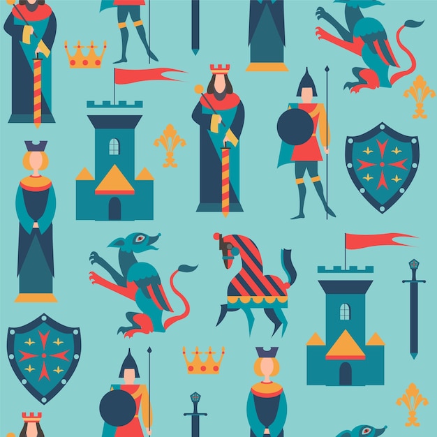Premium Vector Seamless pattern with king