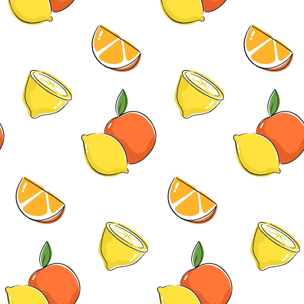 Premium Vector | Seamless pattern with lemon, lime and orange. seamless