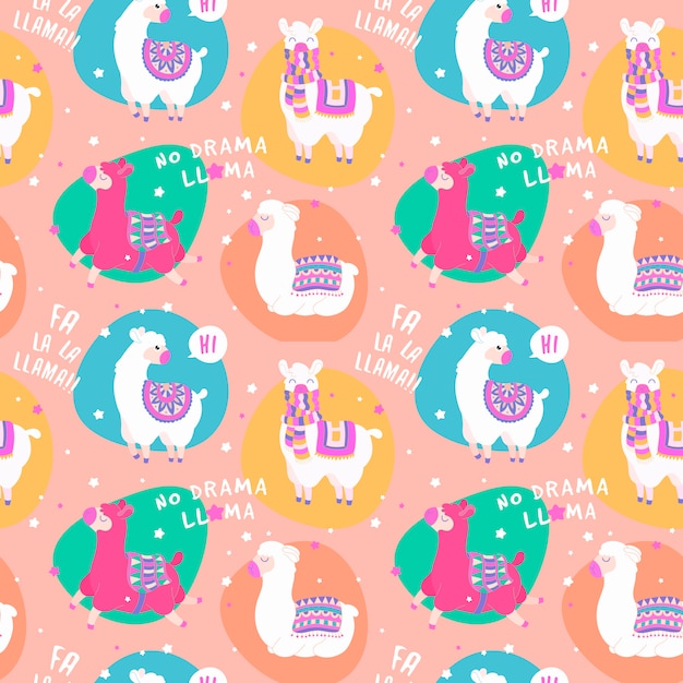 Seamless pattern with llama Premium Vector