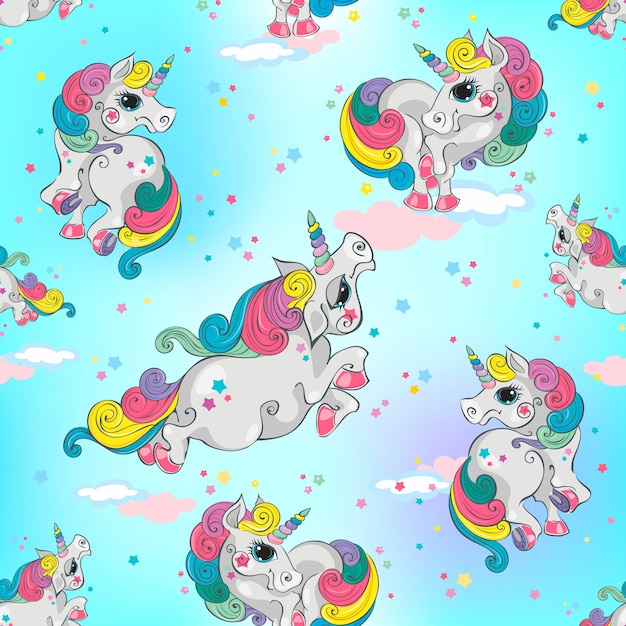 Premium Vector | Seamless pattern with magic unicorns.