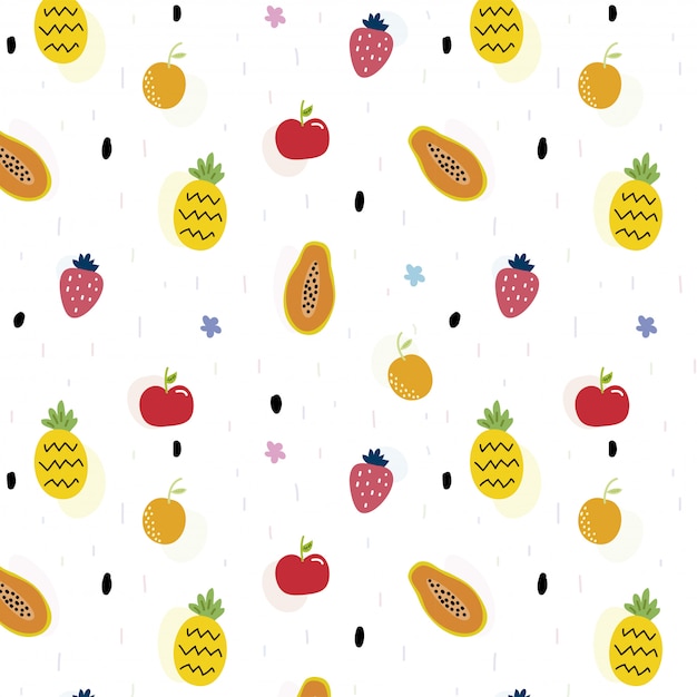 Premium Vector Seamless Pattern With Many Cute Fruits