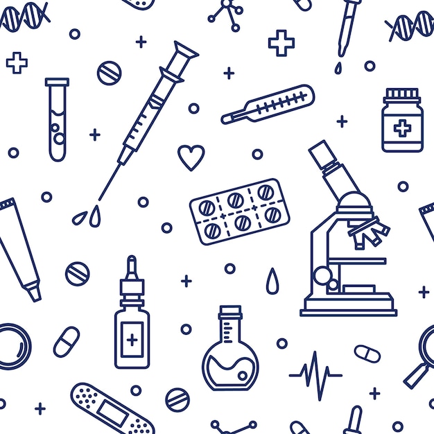 Premium Vector | Seamless pattern with medical lab equipment