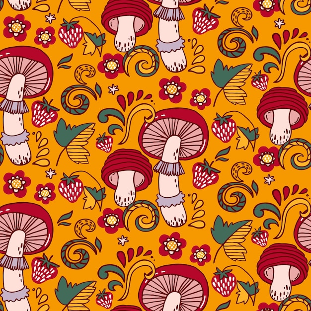 Premium Vector Seamless Pattern With Mushrooms 5521