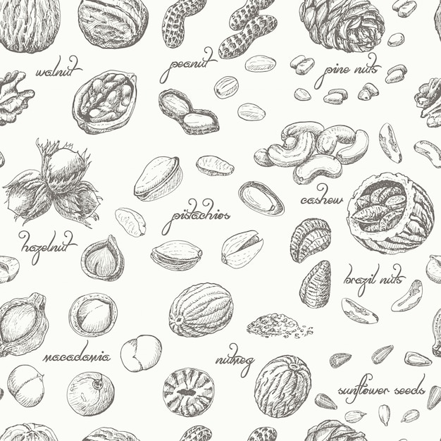 Seamless pattern with nuts Premium Vector