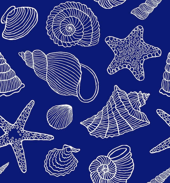 Premium Vector | Seamless pattern with ocean shells