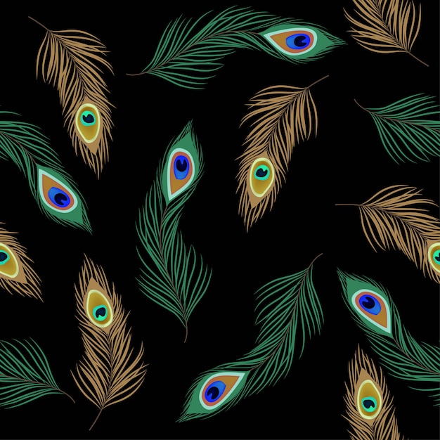 Download Seamless pattern with peacock feather Vector | Premium ...