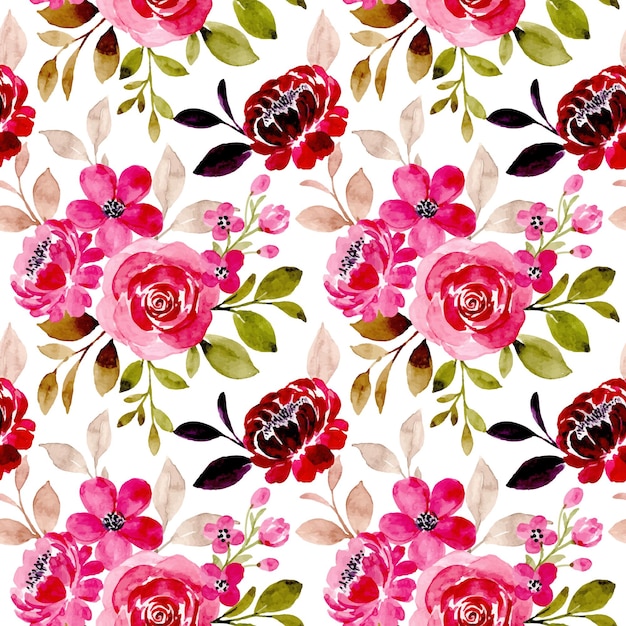 Premium Vector | Seamless pattern with pink floral watercolor