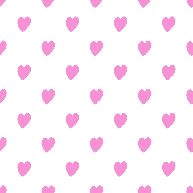 Seamless Pattern With Pink Hearts On White Background Vector Premium