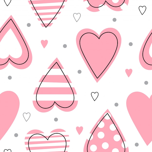 Premium Vector Seamless Pattern With Pink Hearts 7093