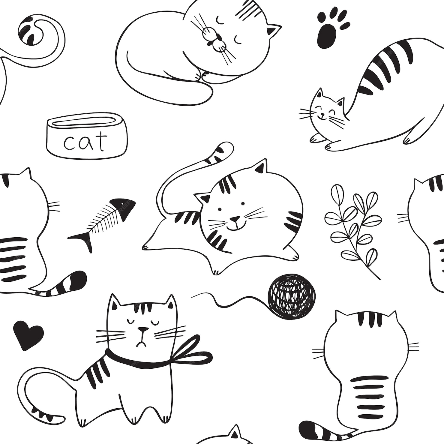 Premium Vector | Seamless pattern with playing cats