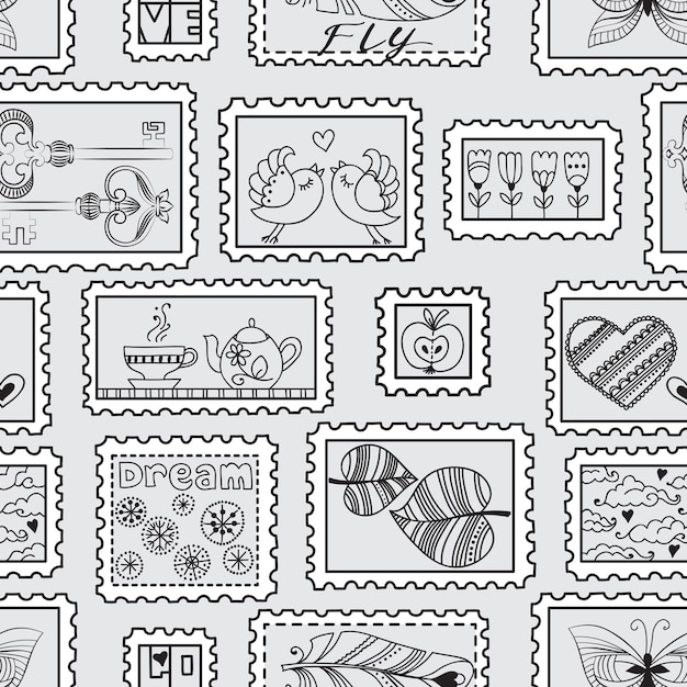 Premium Vector | Seamless pattern with postal stamps. seamless stamps