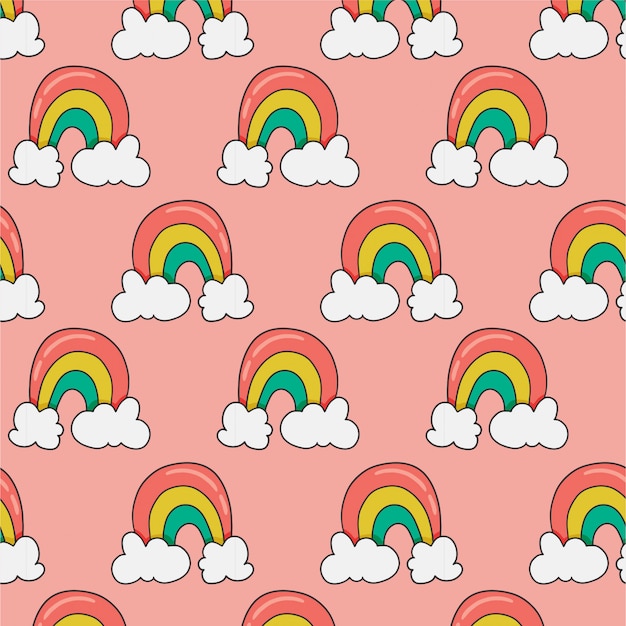 Premium Vector | Seamless pattern with rainbow on pink