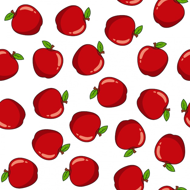 Seamless pattern with red apples Vector | Premium Download