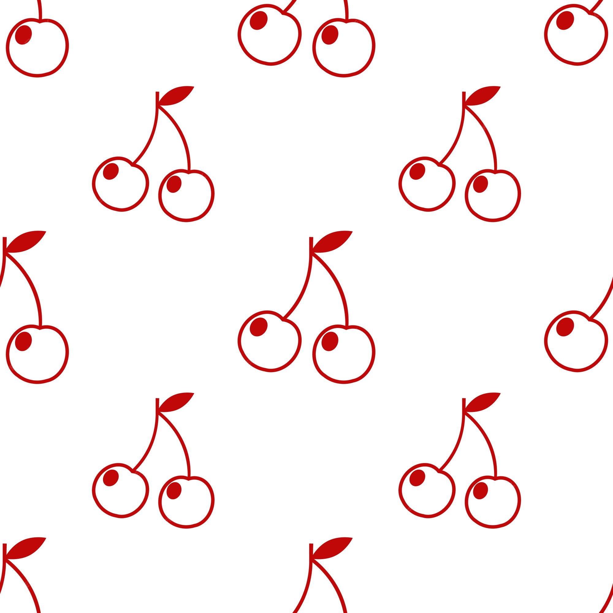 Premium Vector | A seamless pattern with red cherries outline on ...